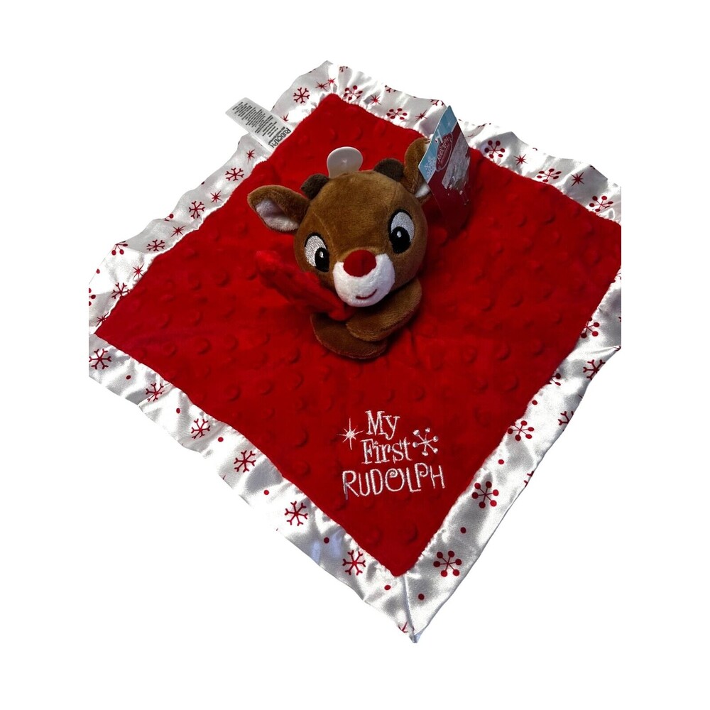Rudolph Red Nosed Reindeer Lovey Plush Christmas Holiday Baby 11.5 x 11.5" NWT